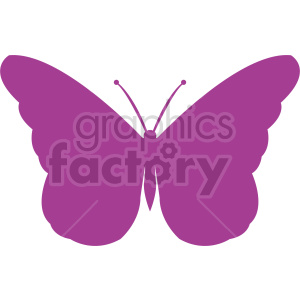 The image is a simple purple clipart of a butterfly with its wings spread out. It's a symmetrical design with antennae visible at the top of its head.