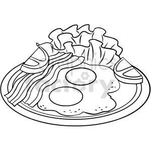 black and white bacon eggs vector clipart