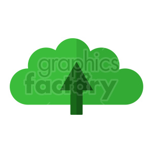 A green cloud with an upward arrow symbolizing data upload.