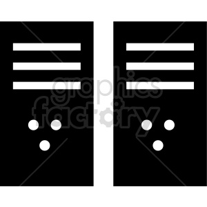 Simple clipart of two server towers representing a data center.