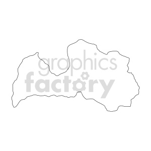 This clipart image shows a black outline map of Lettonia on a white background.