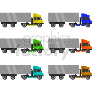 semi trucks isometric vector graphic bundle