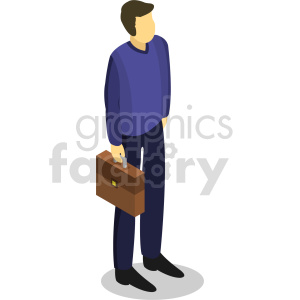 Isometric illustration of a person in business attire holding a briefcase.