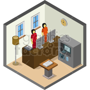 office lobby isometric vector graphic