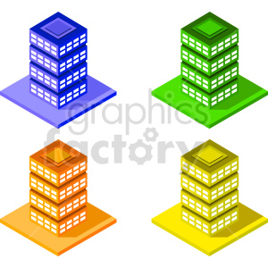 isometric buildings bundle vector graphic