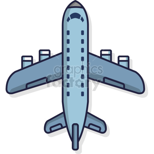 The clipart image shows a simplified, vector graphic of an airplane in flight. It is a side view of the airplane with its wings and tail visible. The image suggests the concept of airplane travel.
