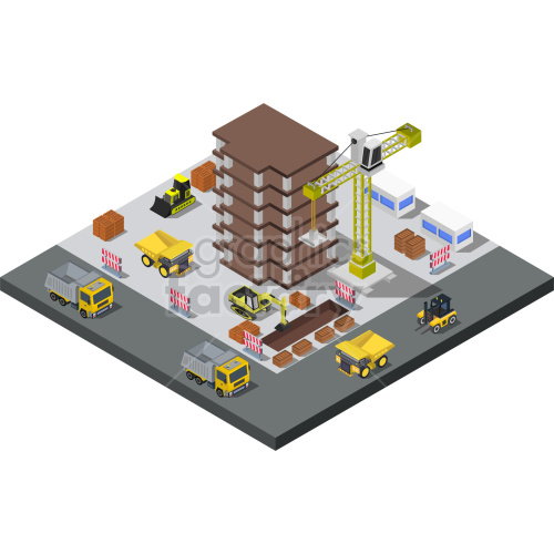 isometric construction zone vector clipart