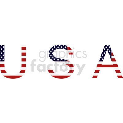 Clipart image of the letters U, S, and A with an American flag design.