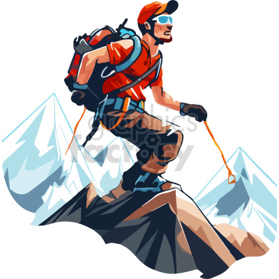 Mountaineer Climbing Snowy Mountain