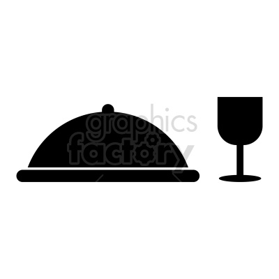 Silhouette of a food cloche (serving dome) and a wine glass