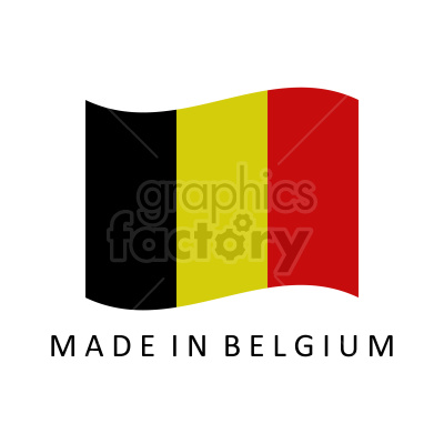 Waving Belgium flag above the text 'MADE IN BELGIUM'