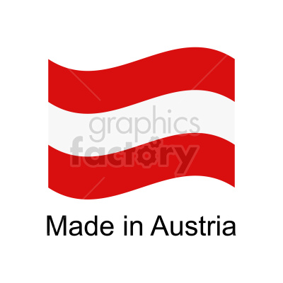 Clipart image featuring the Austrian flag with the text 'Made in Austria' underneath it.