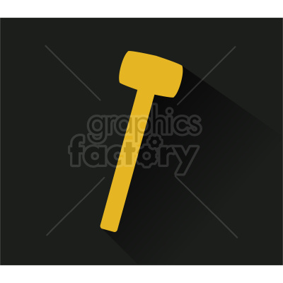 Clipart image of a yellow hammer with a black background and long shadow.