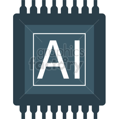 A clipart image of a computer chip with the letters 'AI' in the center, representing artificial intelligence technology.