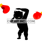 Animated boxing gloves hitting a man
