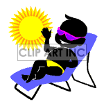 Animated man in a lounge chair on the beach