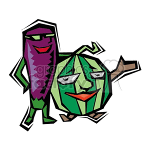 Egg Plant and Watermelon are Happy Friends