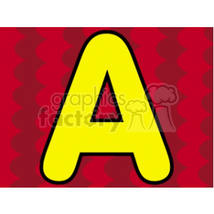 The image is a simple clipart featuring the letter 'A'. The 'A' is yellow with a black outline and is set against a red background with a subtle zigzag pattern.