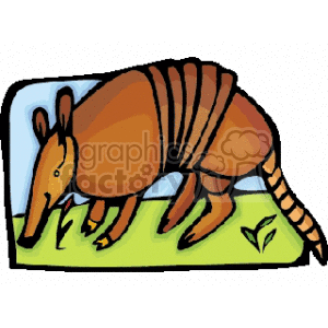 The image is a vibrant clipart representation of an aardvark. The aardvark, also known as an ant-eater, is depicted with its distinct long snout and tail, and banded body, which resembles its real-life counterpart.