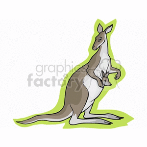 Cartoon Kangaroo with Joey - Australian Wildlife