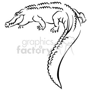 Line drawing of a crocodile walking