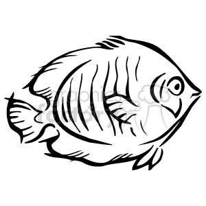 Tropical fish black and white drawing