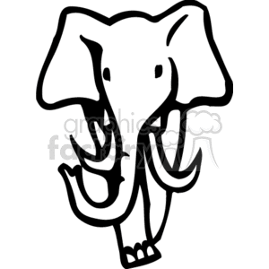 The clipart image features the black and white outline of an elephant with prominent tusks, large ears, and a trunk.