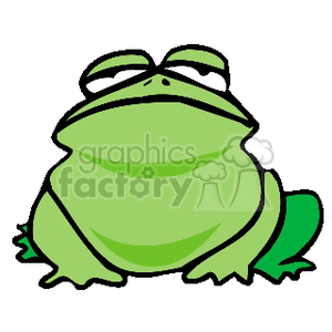 Enormous apathetic cartoon bullfrog