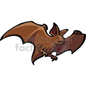 Brown bat flying with outstretched wings
