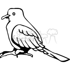 The clipart image features a stylized bird with noticeable features such as a beak, an eye, wings, and tail feathers.