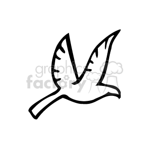 A simple black and white clipart image of a bird in flight with minimalistic, bold lines.