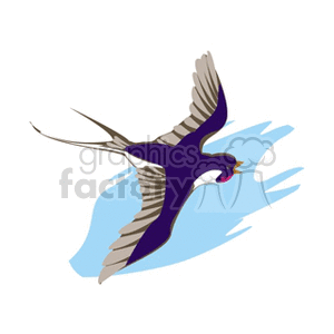 Purple lark flying against blue sky