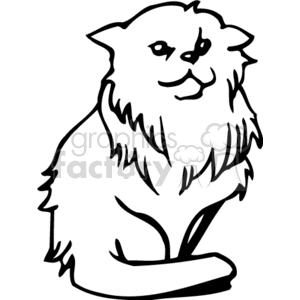 The clipart image depicts a simplified illustration of a cat. The cat appears to be sitting and has prominent, fluffy fur with a distinct outline highlighting its features.