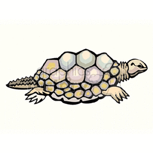 The image depicts a turtle with a patterned shell. This is a stylized illustration and not an image related to dinosaurs as the keywords suggest.