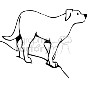 Black and White Line Drawing of a Standing Dog