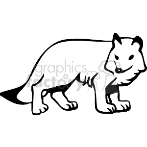 The image is a black and white clipart illustration of a fox.