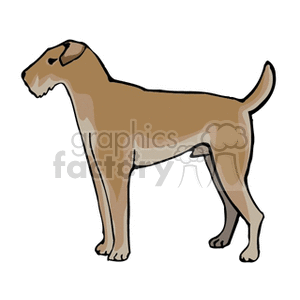 The image depicts a clipart illustration of a brown dog standing in a profile view. The dog appears to be a generic representation of a canine, without specific breed characteristics.
