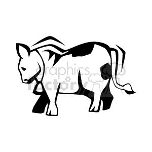 The image is a simple black and white clipart illustration of a cow. The cow is depicted in a stylized manner with clear lines and spots suggesting its distinctive coat pattern.