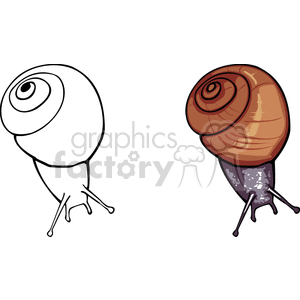 Cartoon Snail Illustrations - Black and White and Colored