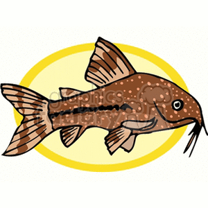 Illustrated Catfish on Yellow Oval Background