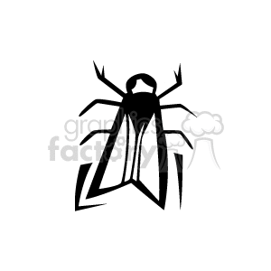 A black and white clipart image of a fly, displaying a simple and stylized design with prominent wings, legs, and body segments.