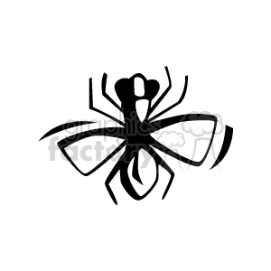 A black and white clipart image of an insect, possibly a fly, with wings and six legs.