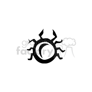 A black and white clipart image showing a stylized tick with an abstract design.