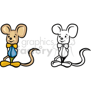 Cute Cartoon Mouse - Color and Black & White