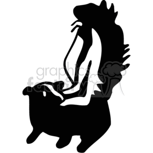 The clipart image depicts a silhouette of two skunks. One skunk is standing upright on its hind legs, while the other is on four legs, appearing to interact with the first skunk.