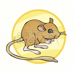 The image is a clipart illustration of a kangaroo rat, which is a small rodent known for its long tail and large hind legs that allow it to hop in a manner similar to a kangaroo. The kangaroo rat in the image is depicted with a tan or brown body, large ears, and a long tail.