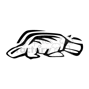A black and white clipart image of a platypus drawn in a stylized manner with bold lines.