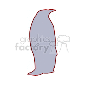 a gray penguin ourlined in red