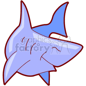 The image is a simple clipart of a blue shark. The shark is illustrated in a stylized manner with an emphasis on its dorsal and caudal (tail) fins.