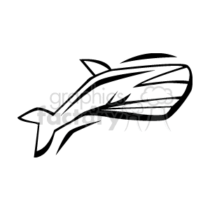 The clipart image depicts a stylized illustration of a whale. There are no fish or explicit indications of water in the image, but the image evokes a sense of a whale possibly swimming or moving through water due to its aquatic nature.